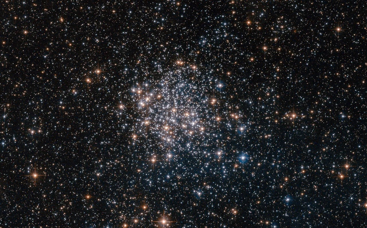 A gathering of red, white and blue stars in the constellation of dorado