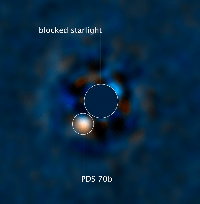 Hubble took the first ultraviolet image of an exoplanet, observing a still-forming, Jupiter-sized planet coalescing from material around a young star.