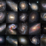 A grid of 36 galaxy images, 4 rows of 9 images each.