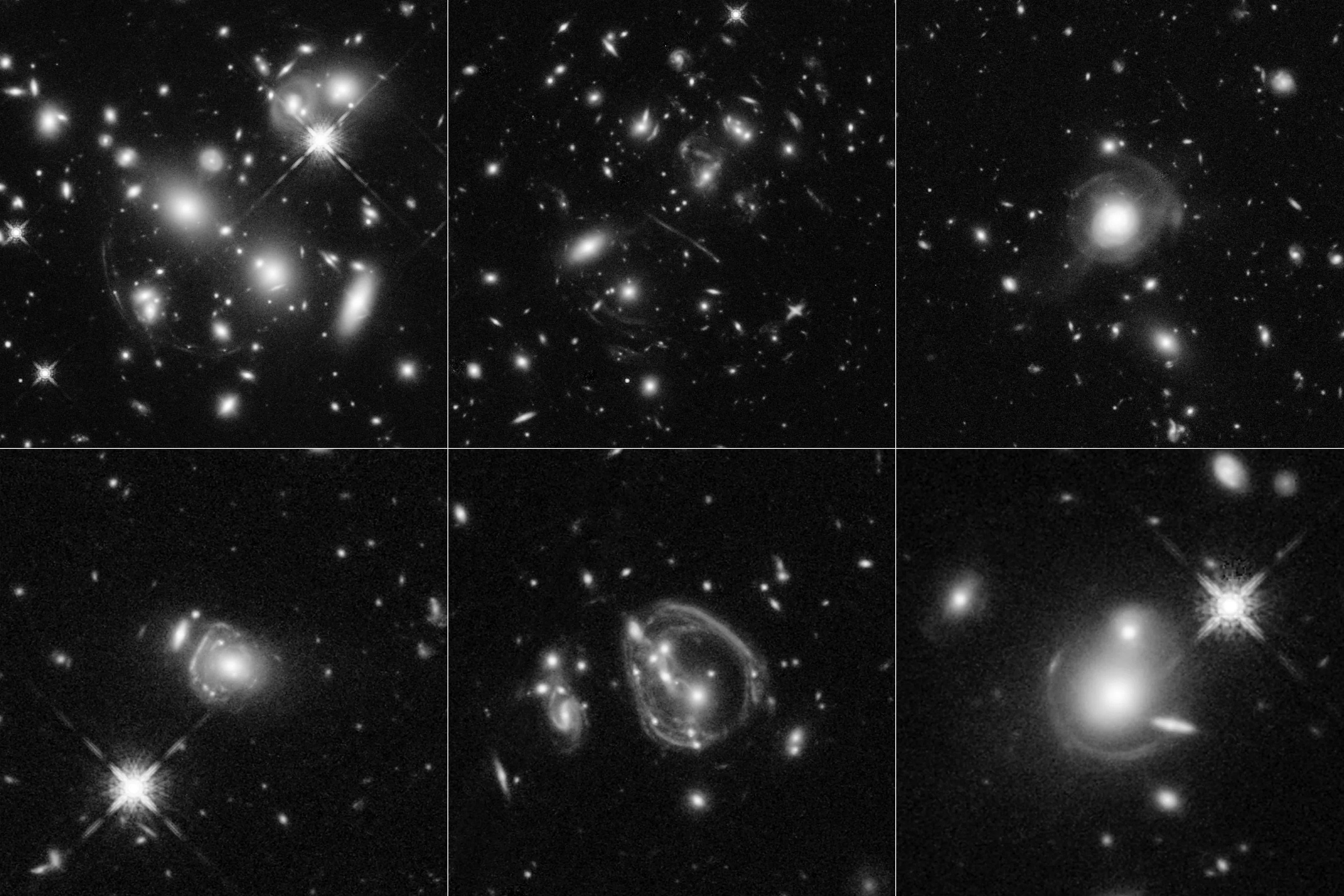 six images full of galaxies