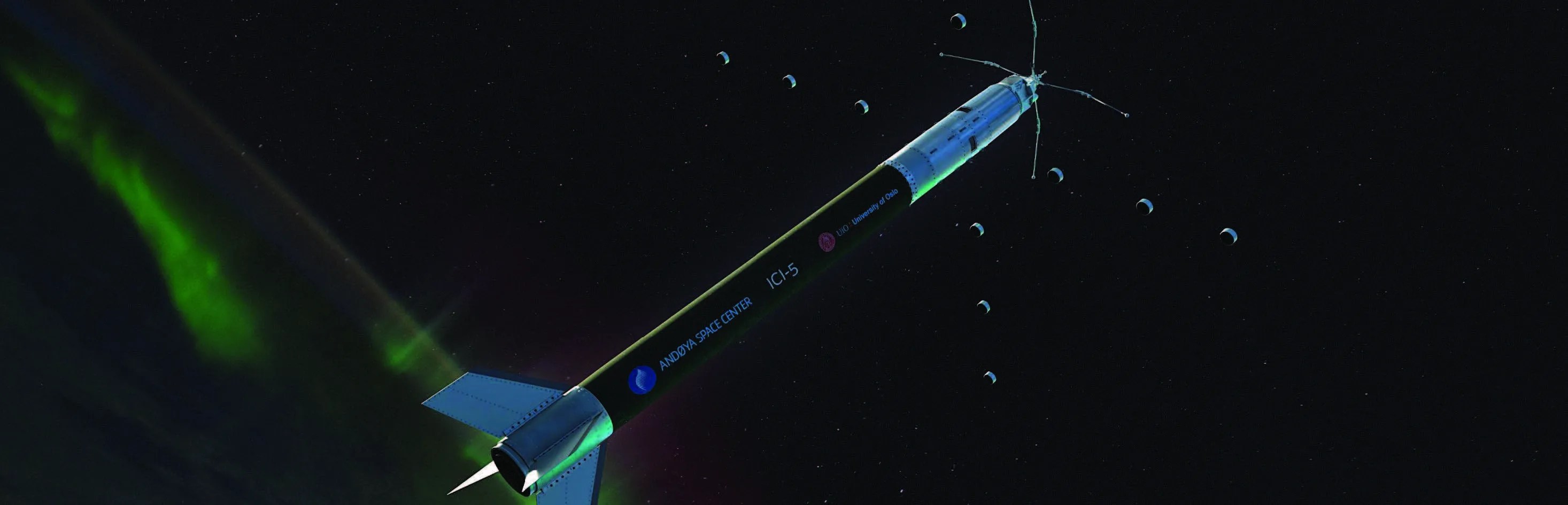 Artist rendition of a sounding rocket in space