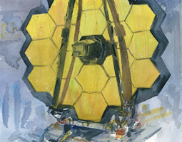 Artistic painting of the James Webb Telescope