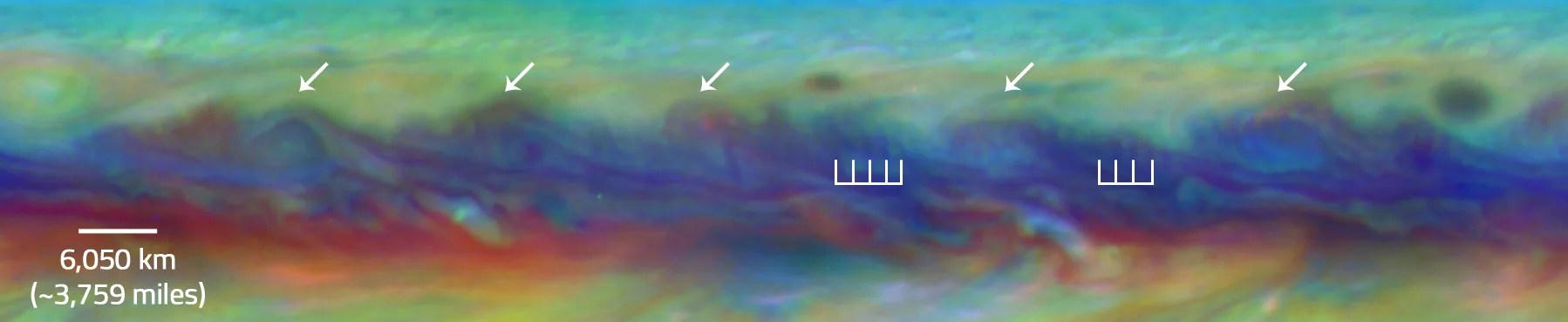 rare wave pattern in Jupiter's North Equatorial Belt