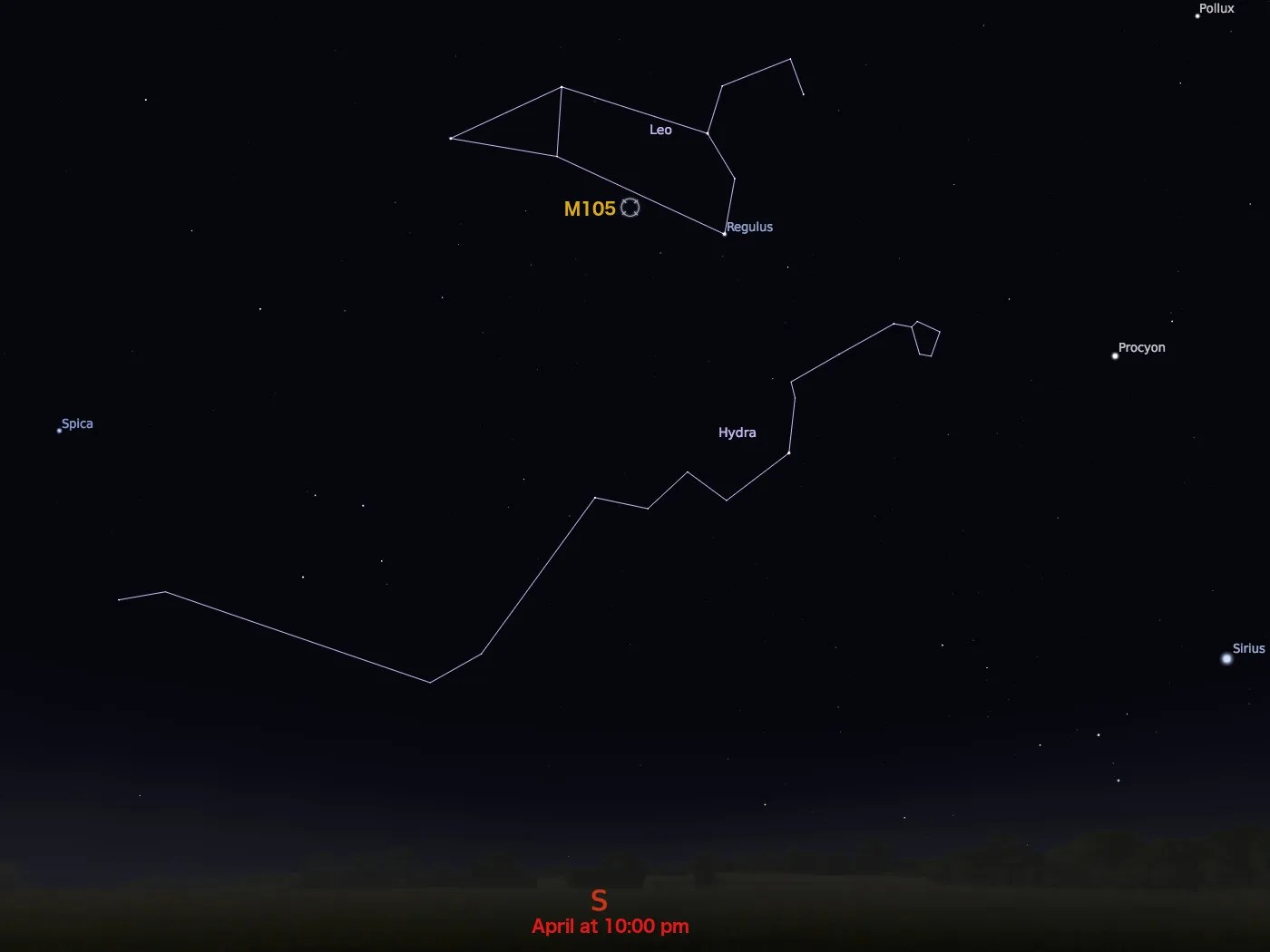 locator star chart for M105