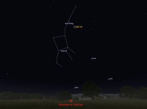 star chart showing location in night sky of M110