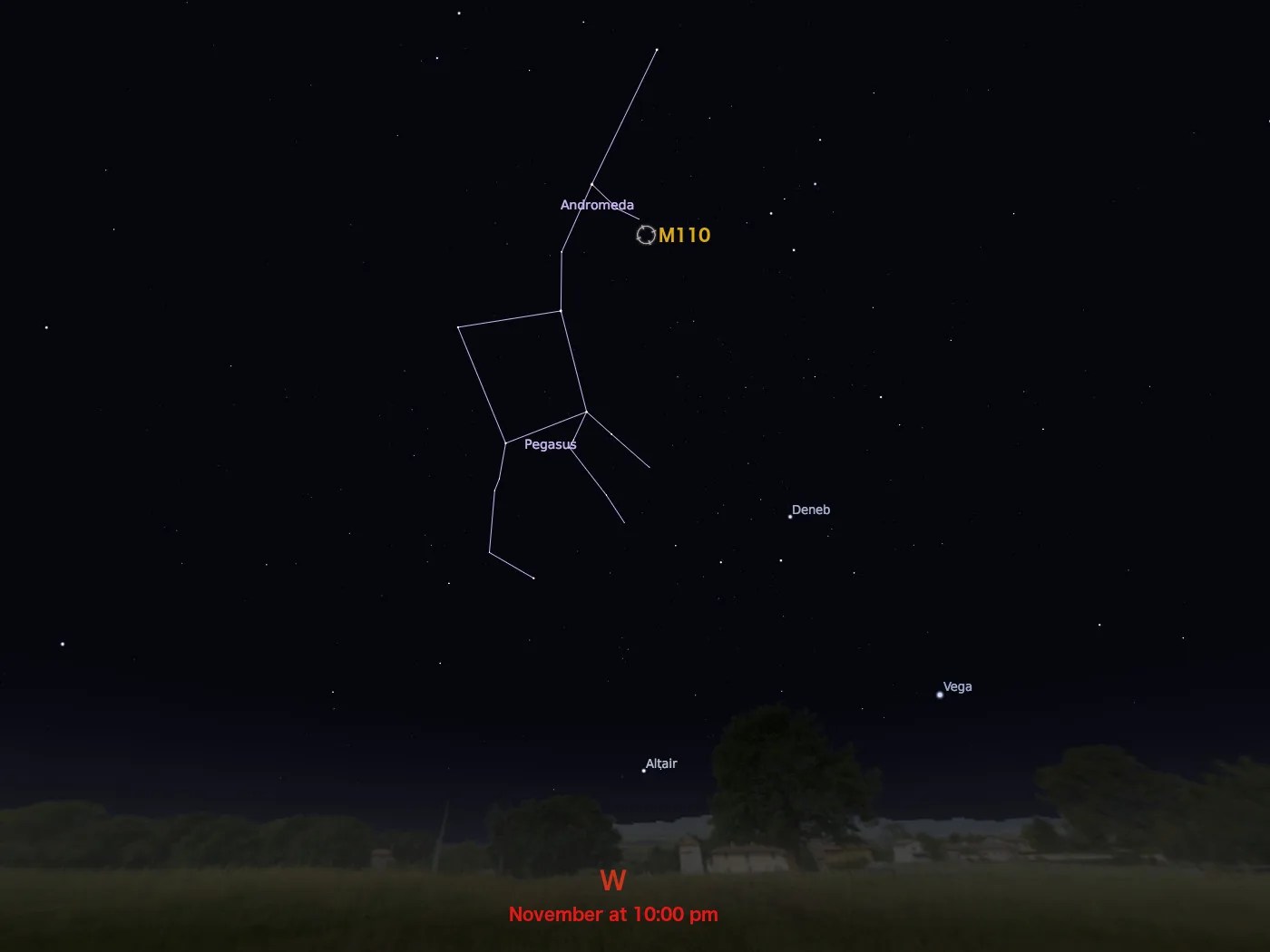 star chart showing location in night sky of M110