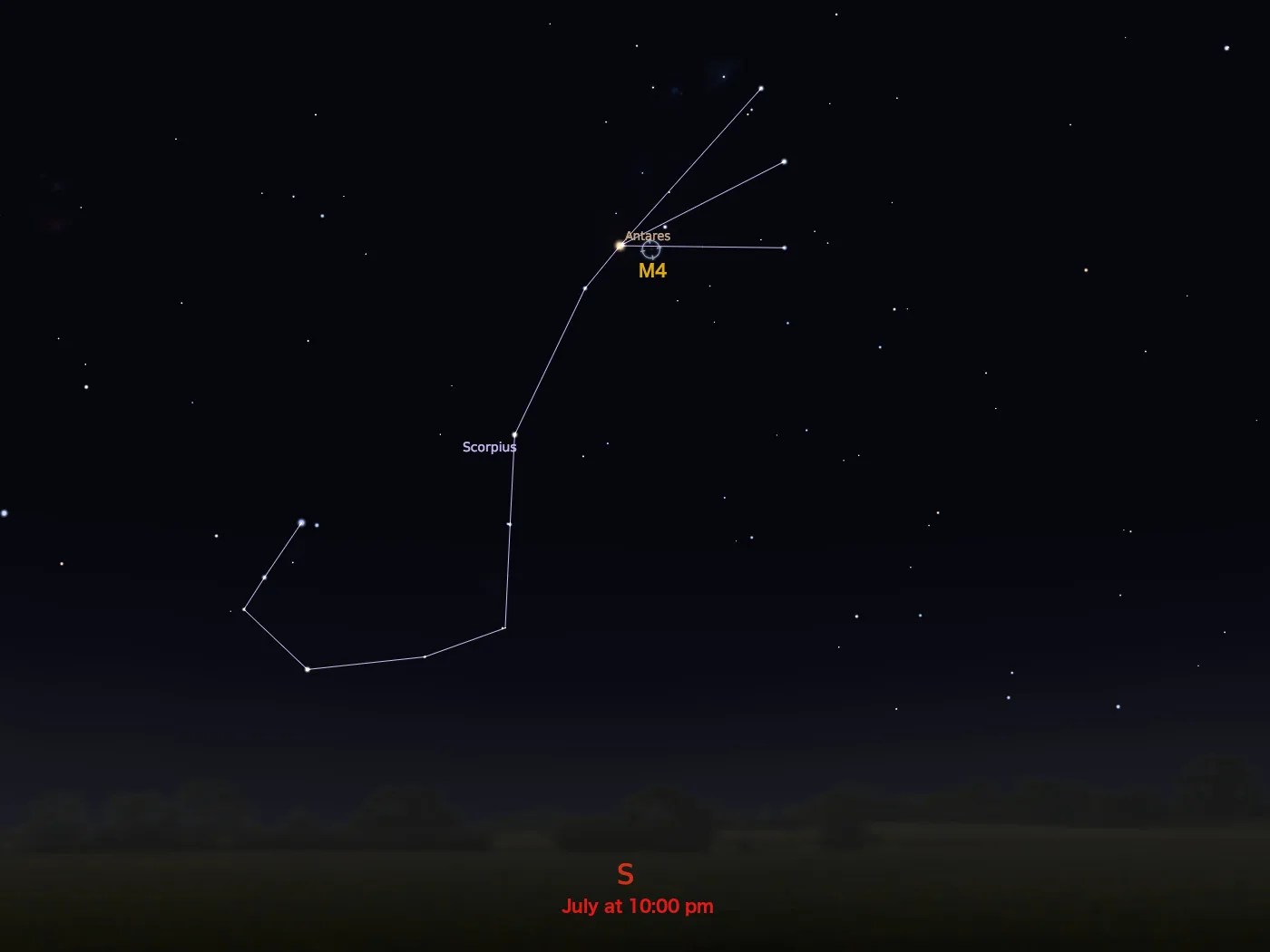 locator star chart for M4