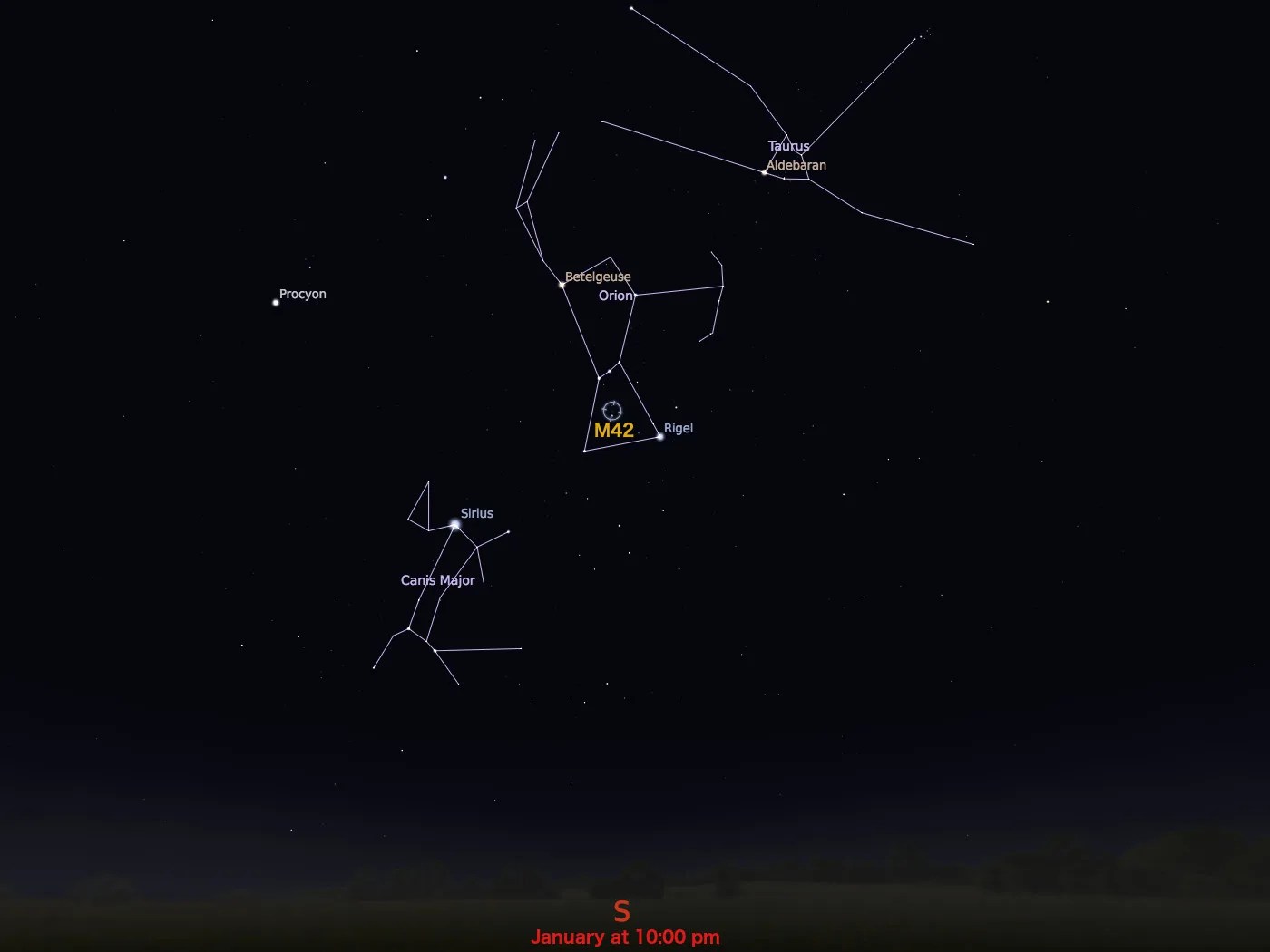 locator star chart for M42
