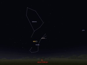 star chart showing location in night sky of M62