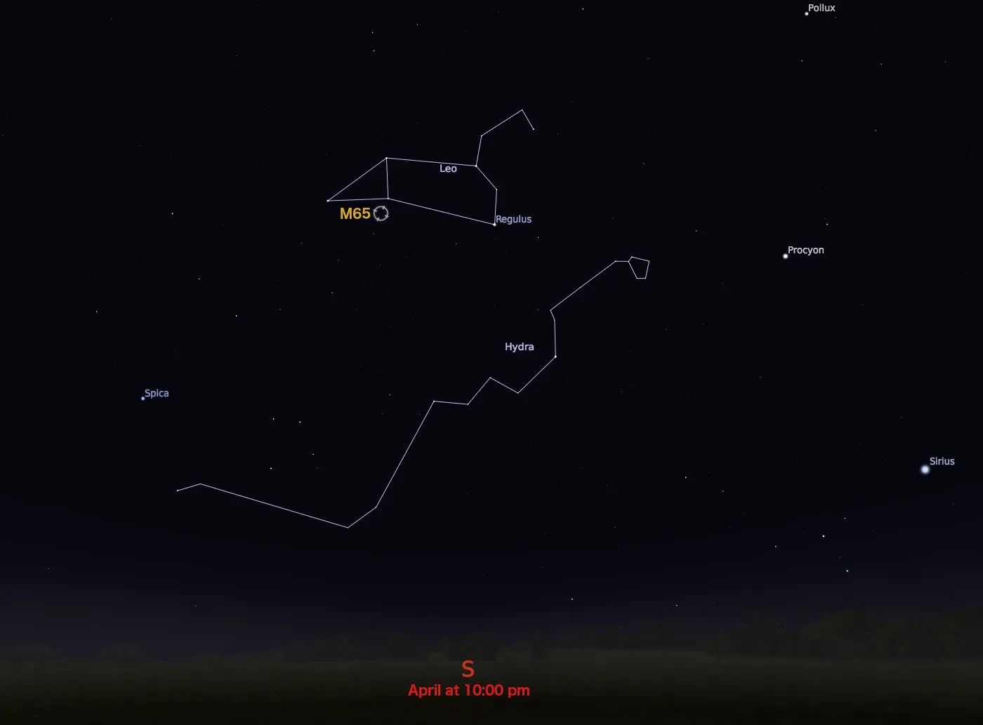 locator star chart for M65