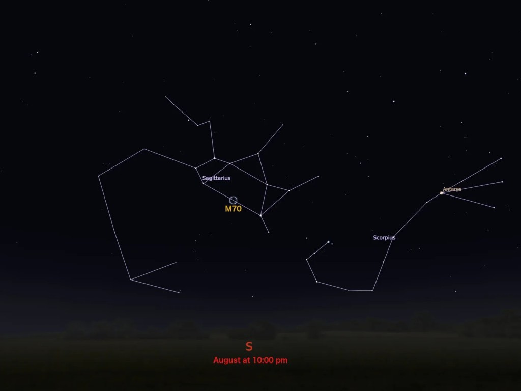 locator star chart for M70