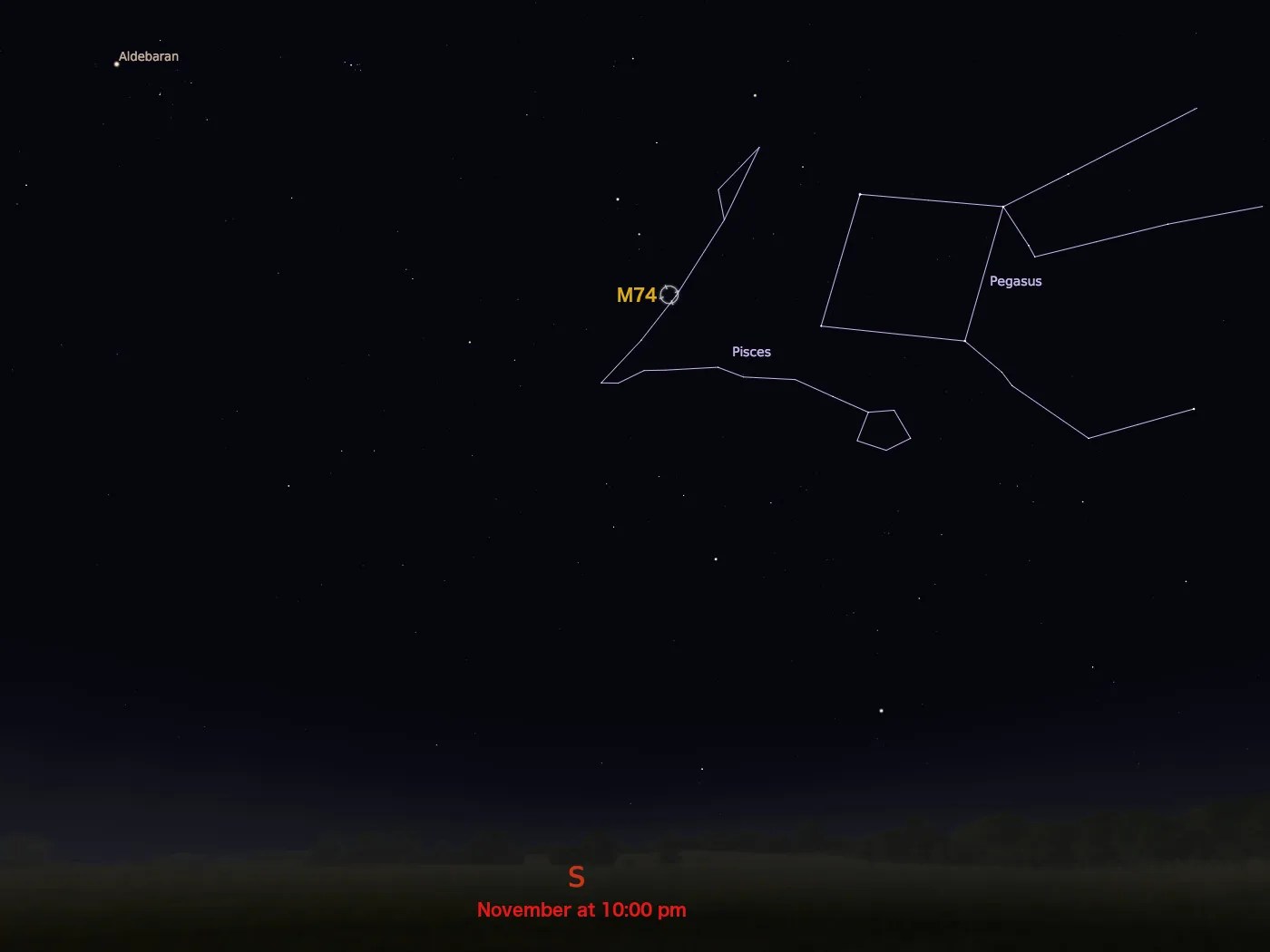 locator star chart for M74