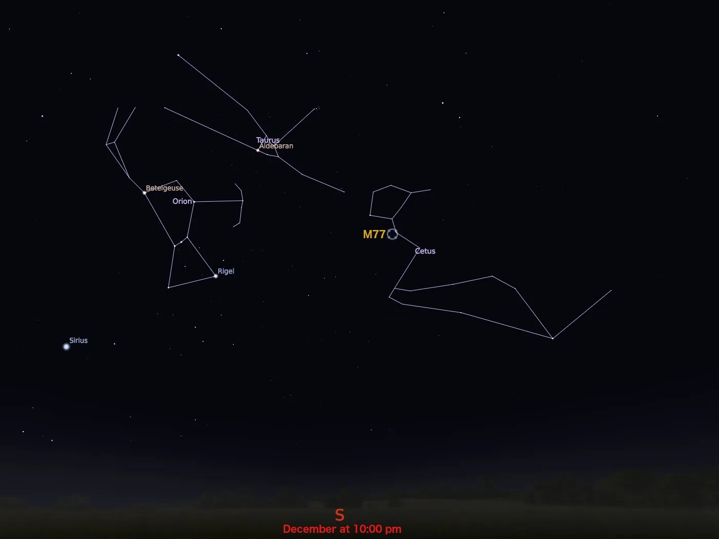 locator star chart for M77