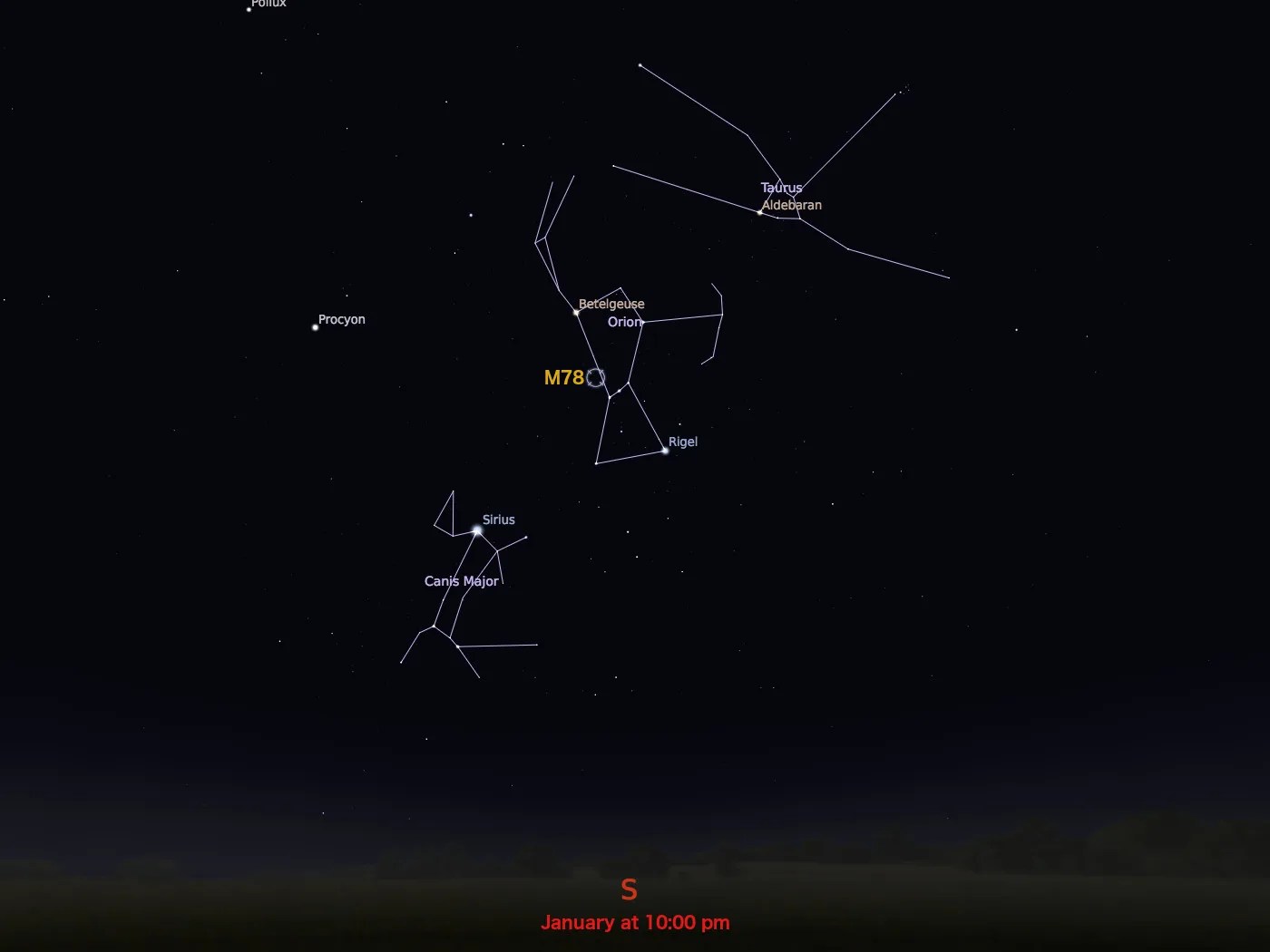 locator star chart for M78