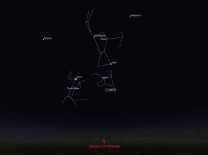 star chart showing location in night sky of M79
