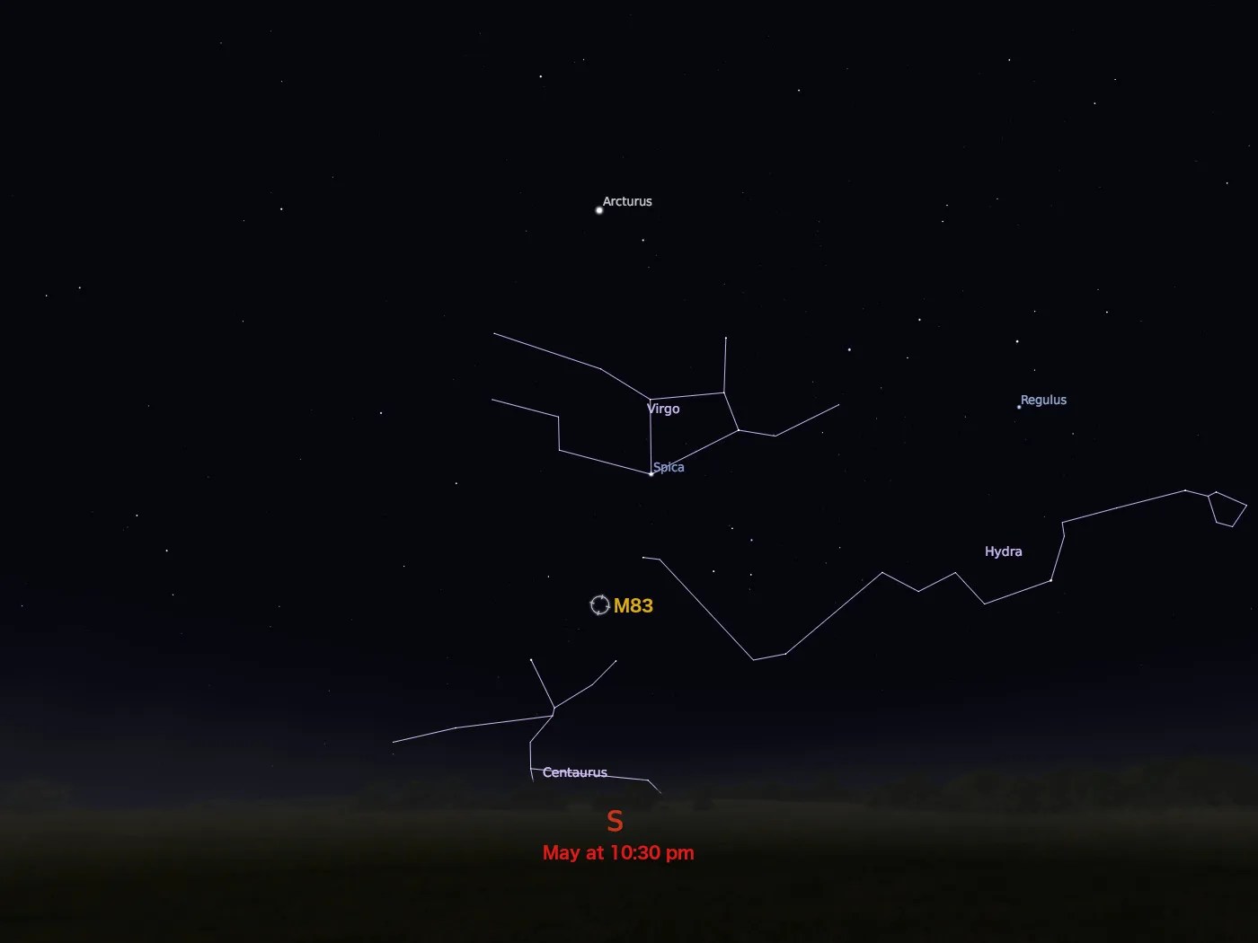 locator star chart for M83