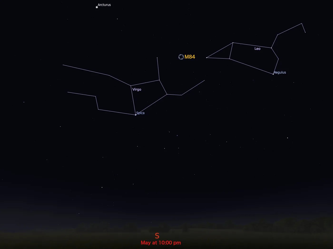 locator star chart for M84