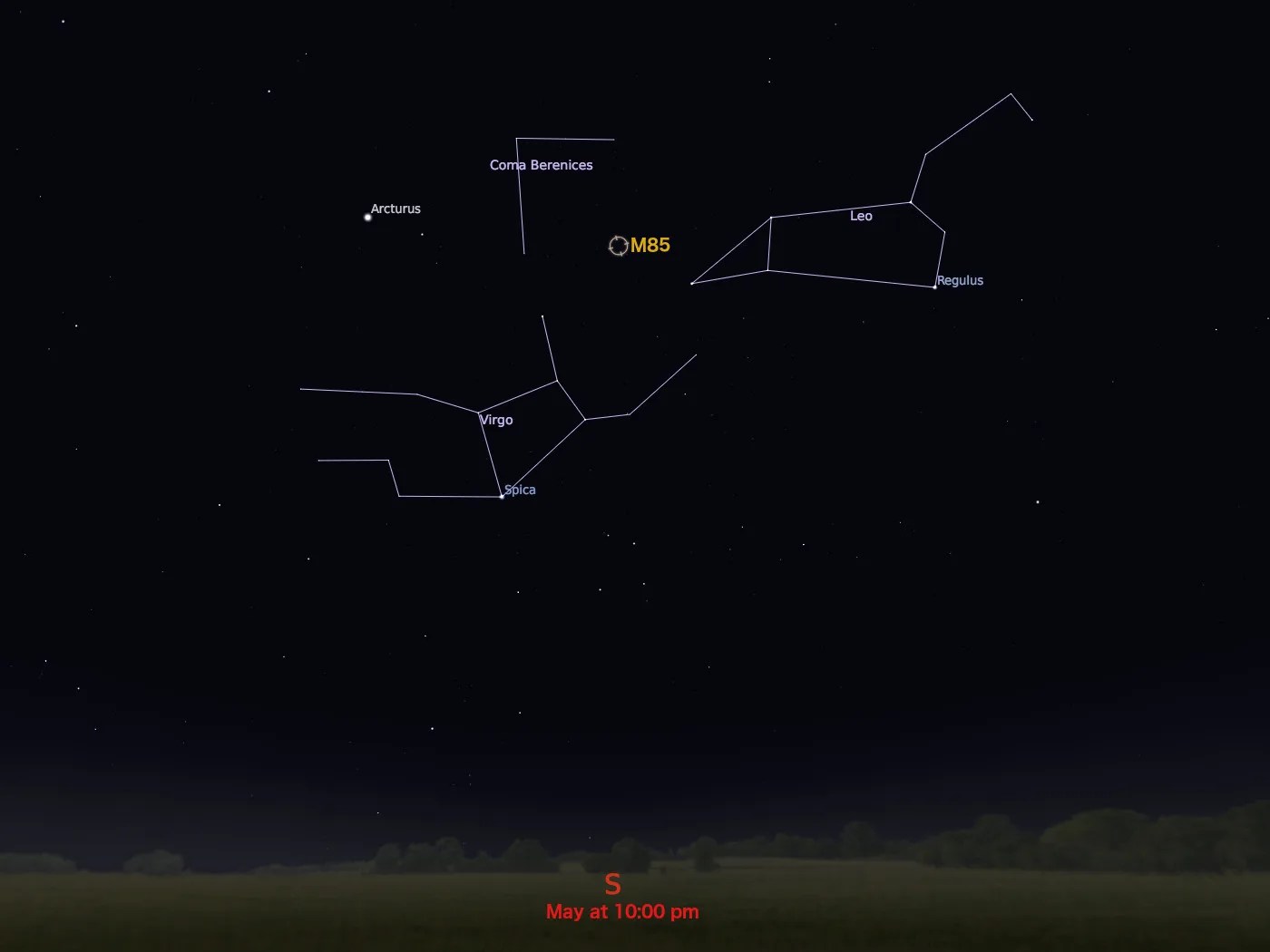 locator star chart for M85