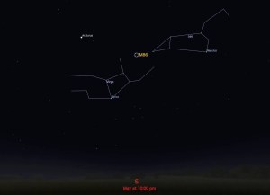 star chart showing location in night sky of M86