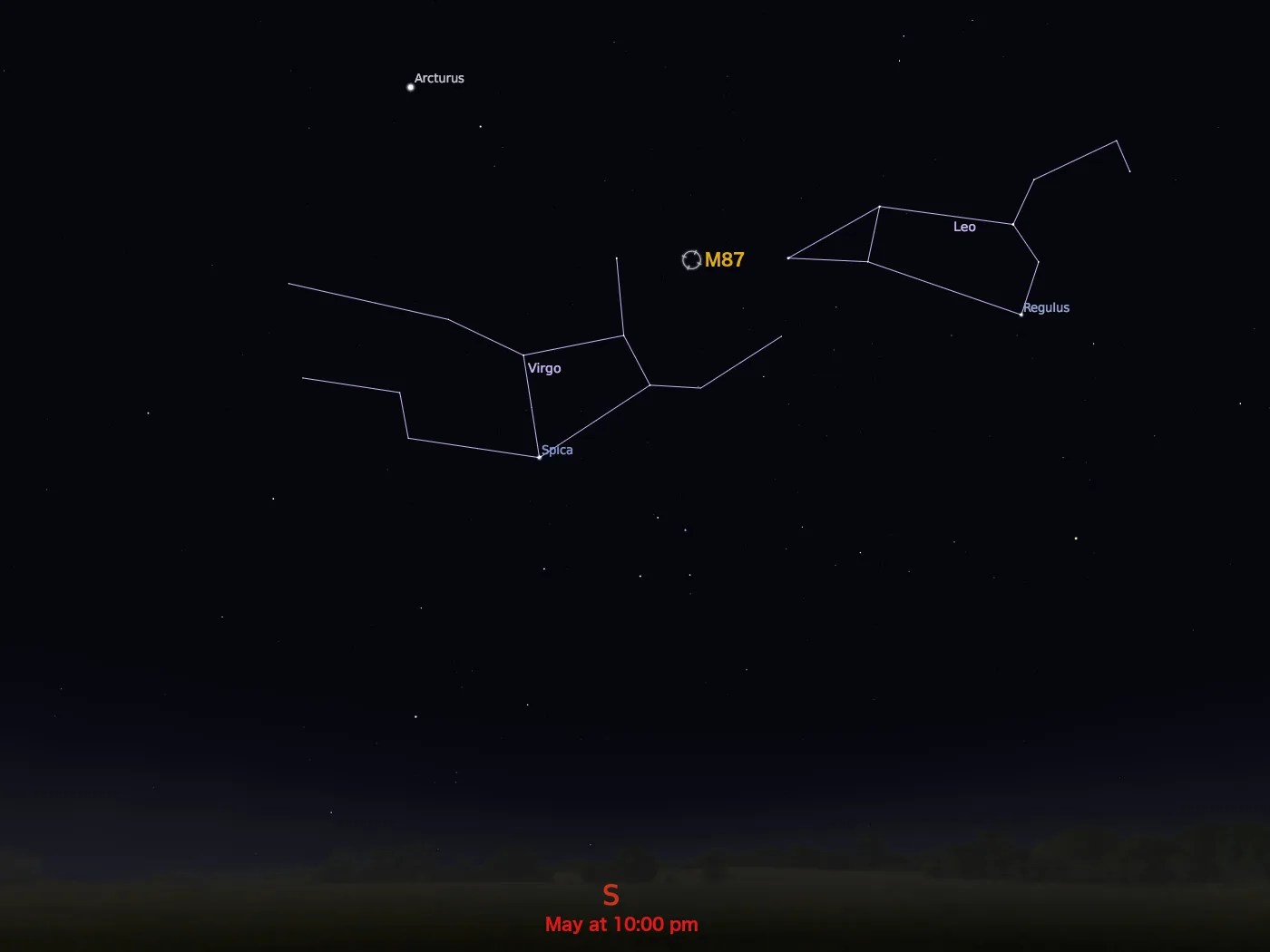 locator star chart for M87