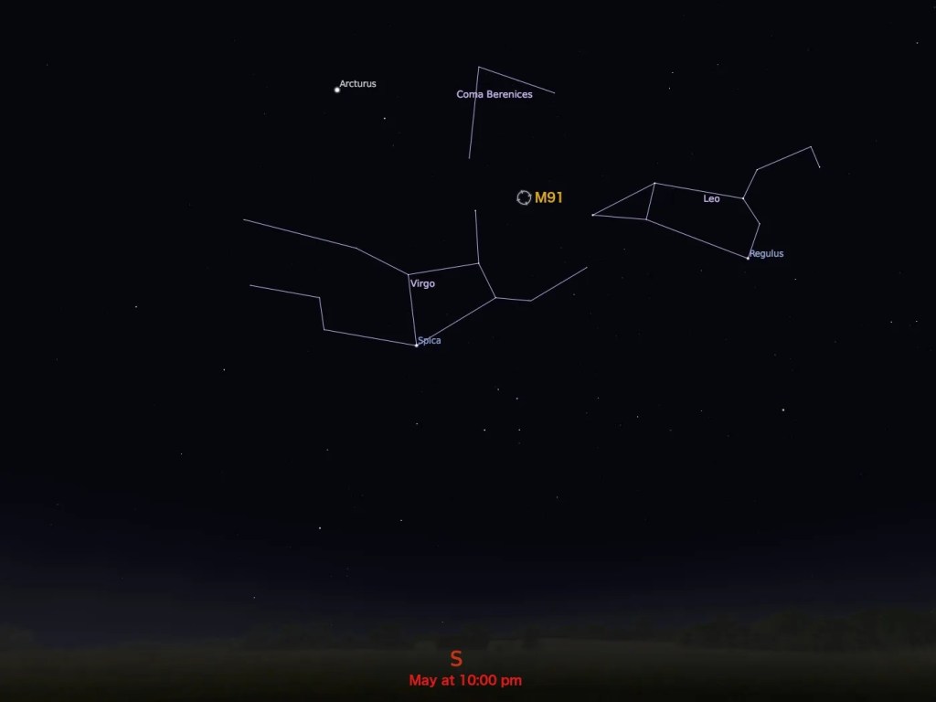 locator star chart for M91