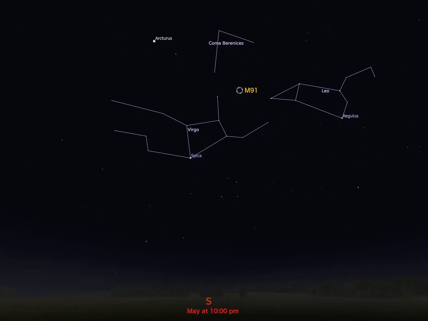 locator star chart for M91