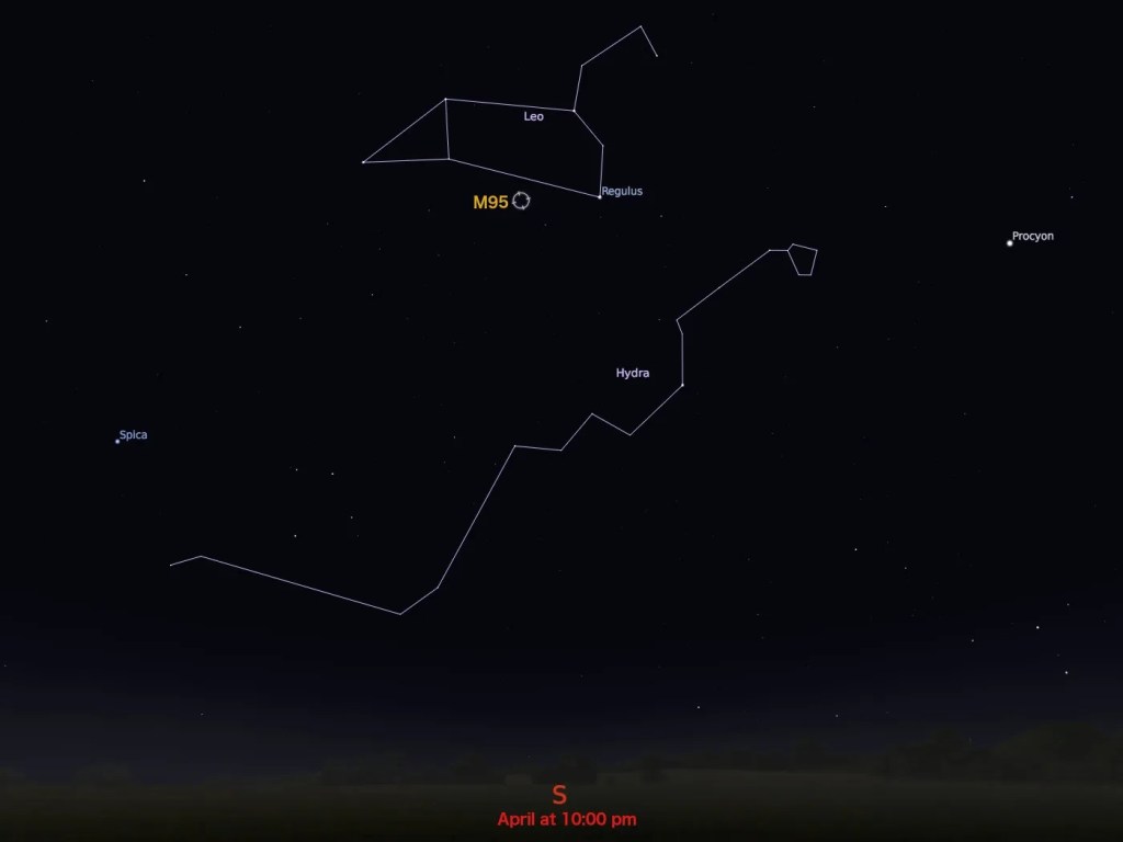star chart showing location in night sky of M95