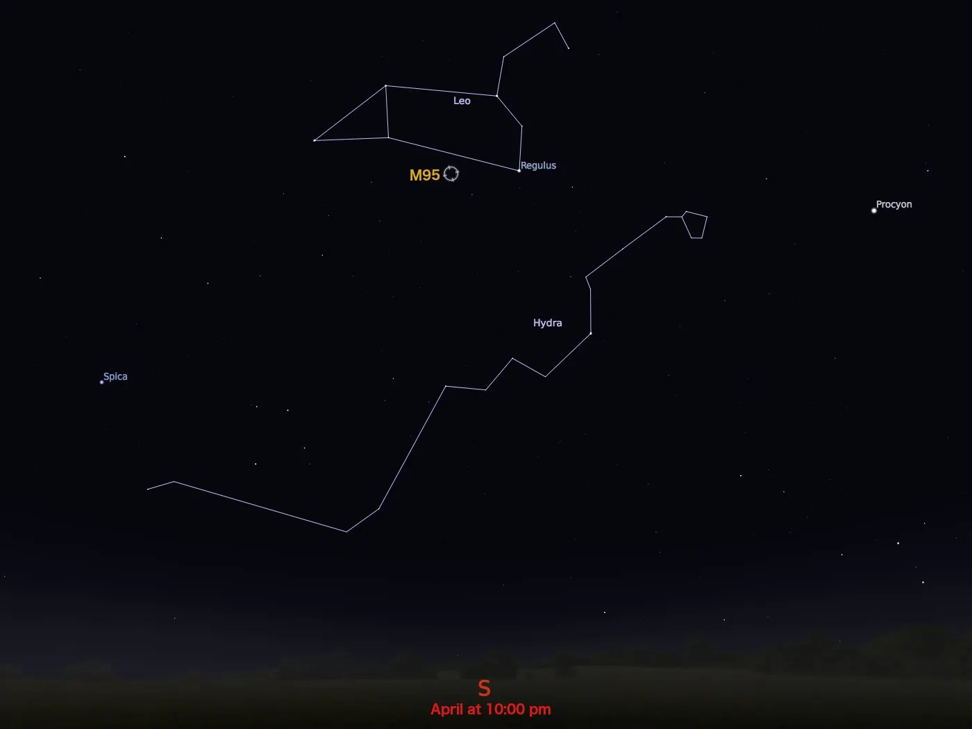 star chart showing location in night sky of M95