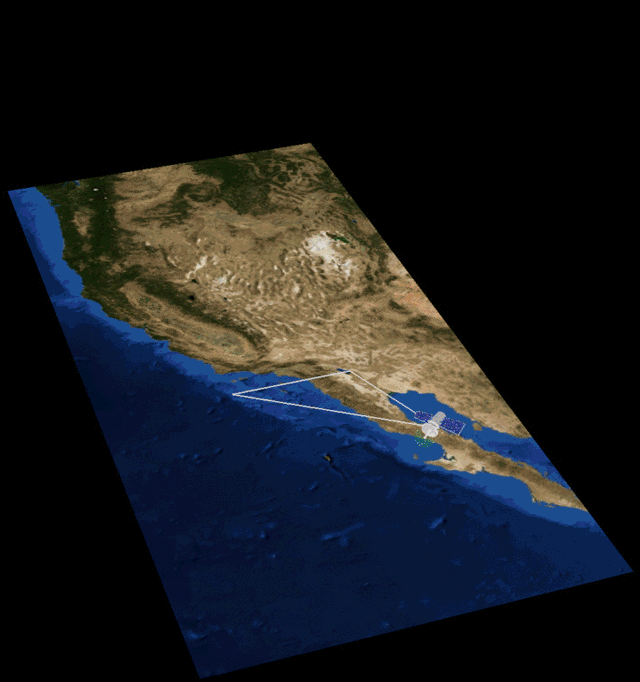 animation of a satellite scanning the west coast