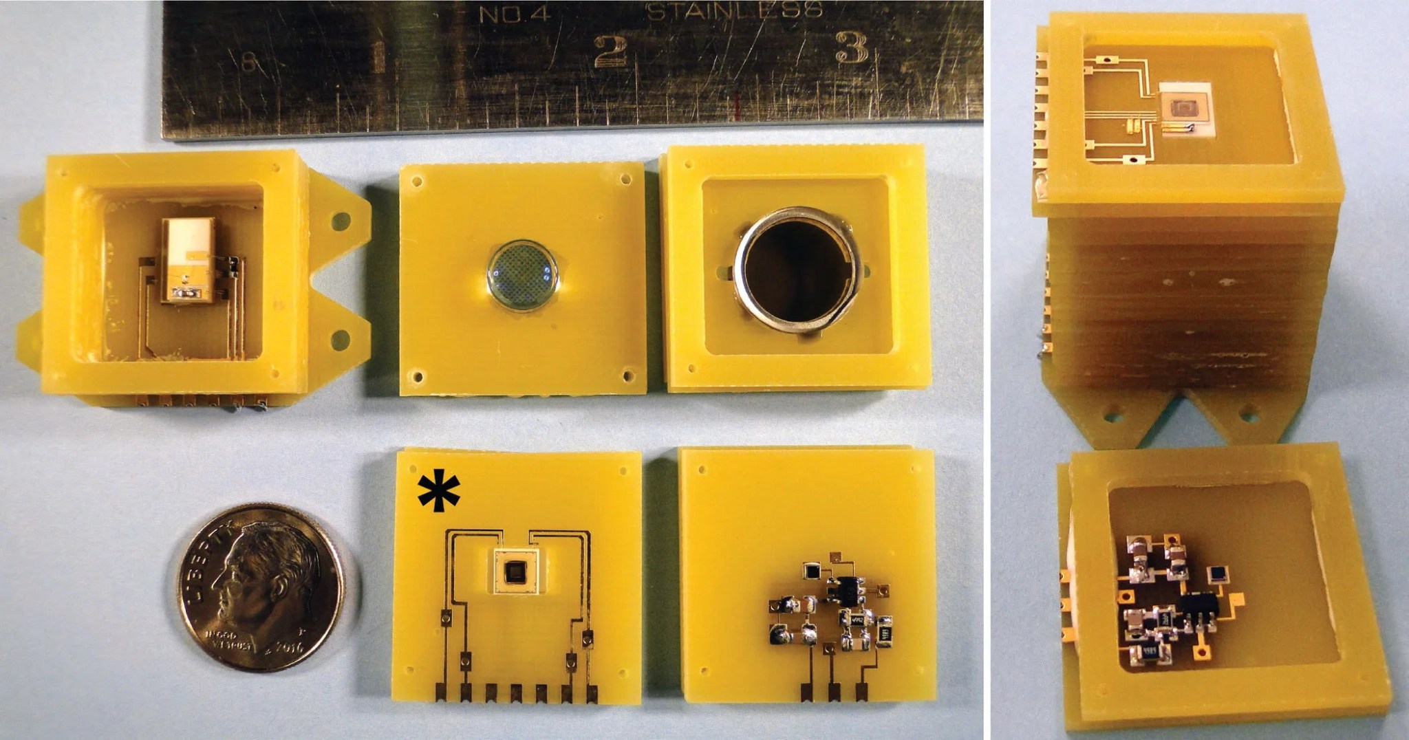 Photo of magnetometer sensor comparable in size to a penny