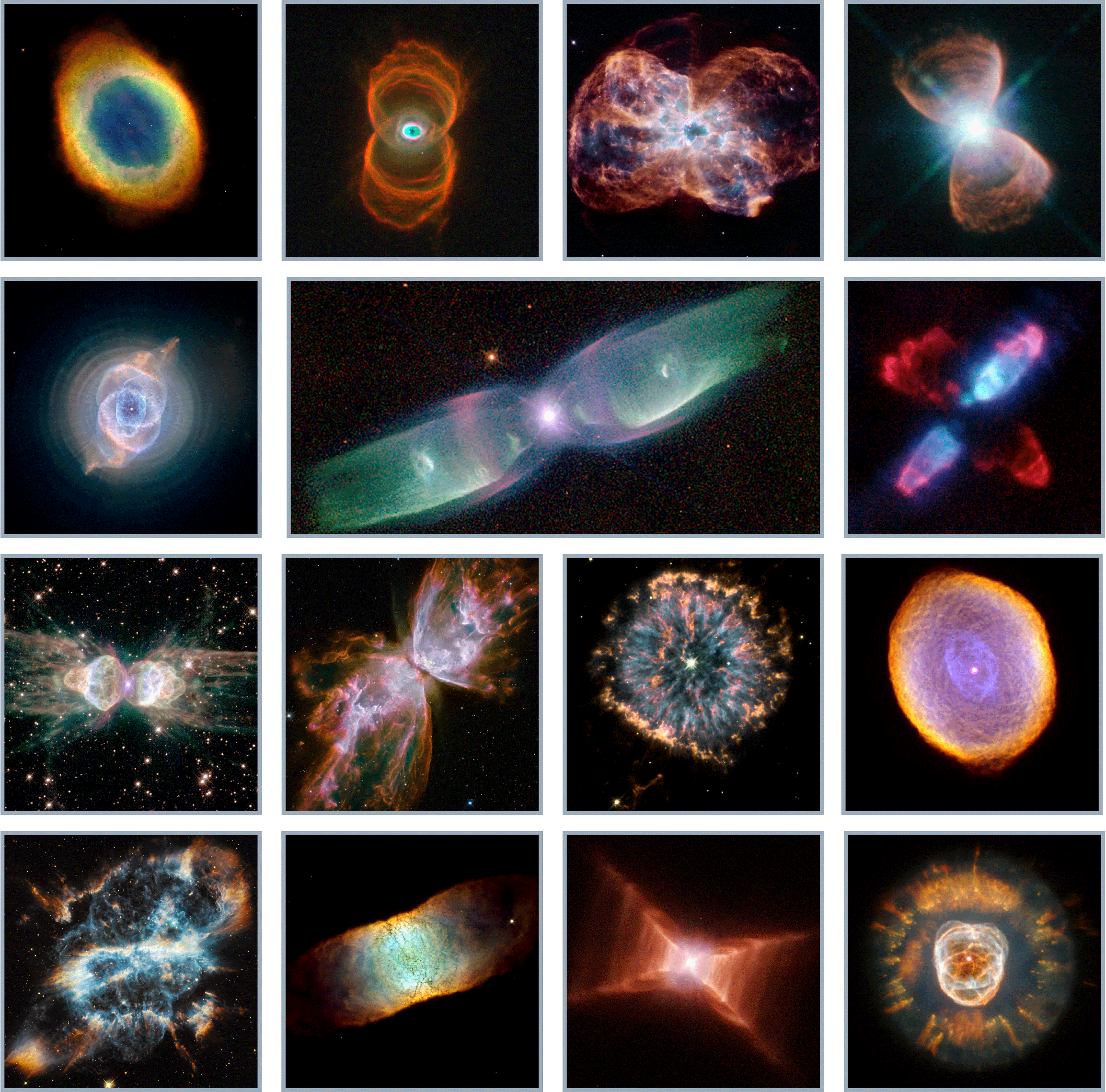 collage of Hubble views of planetary nebulas