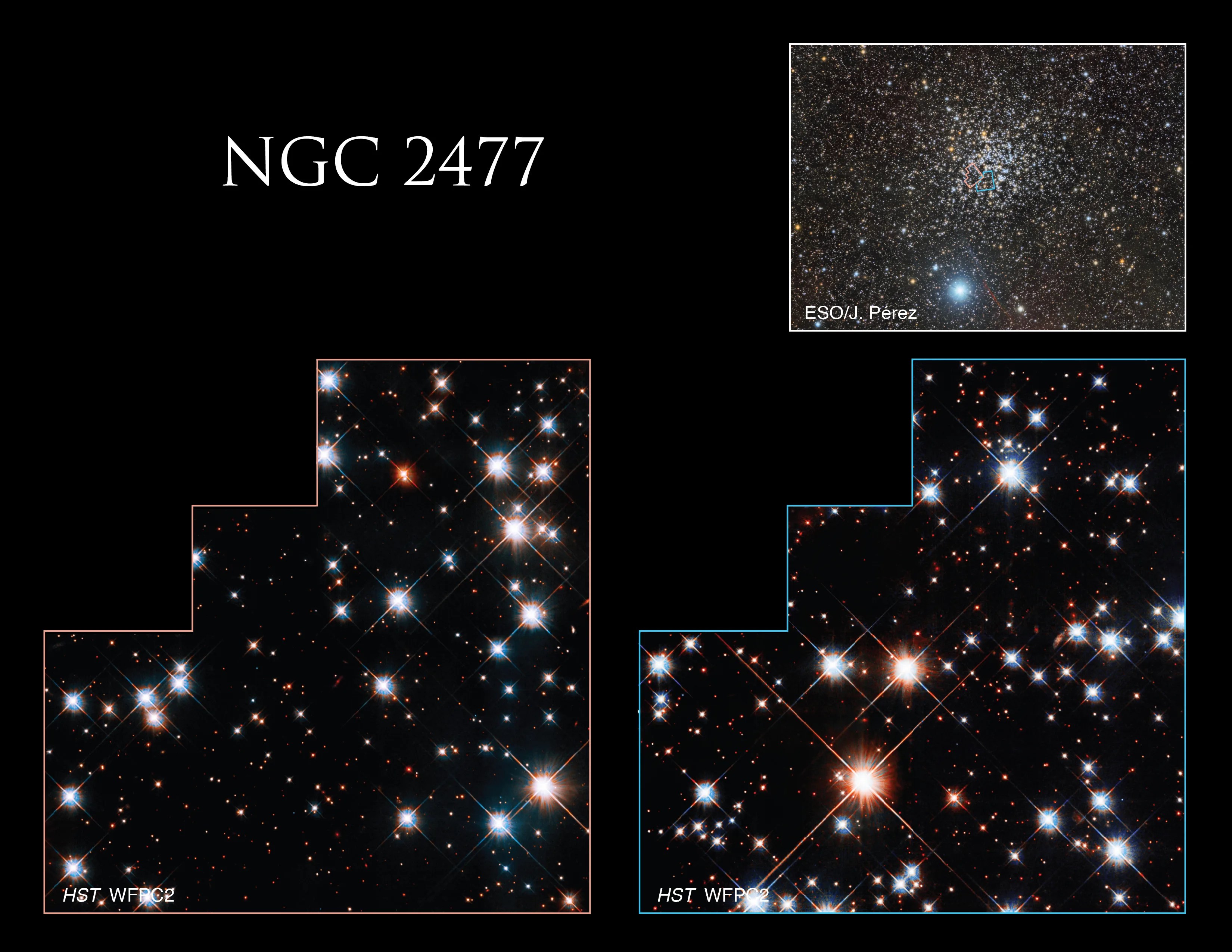 Two different Hubble images of C71 are shown side-by-side, with a ground-based observatory's more zoomed-out image in the upper right.