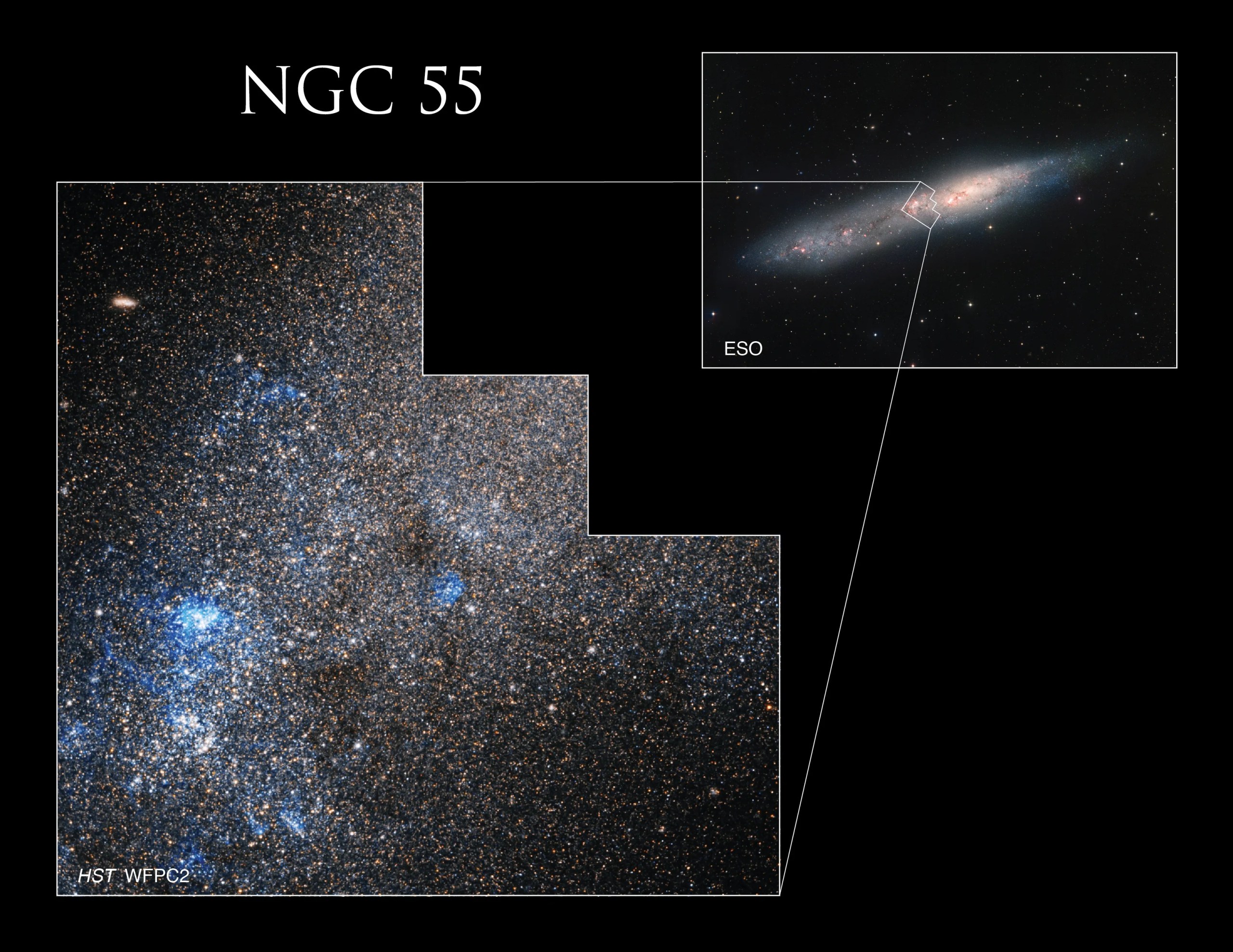 5 млн световых лет. Галактика NGC 55. Магелланова спиральная Галактика. Миллион световых лет. Большие и малые Магеллановы облака.