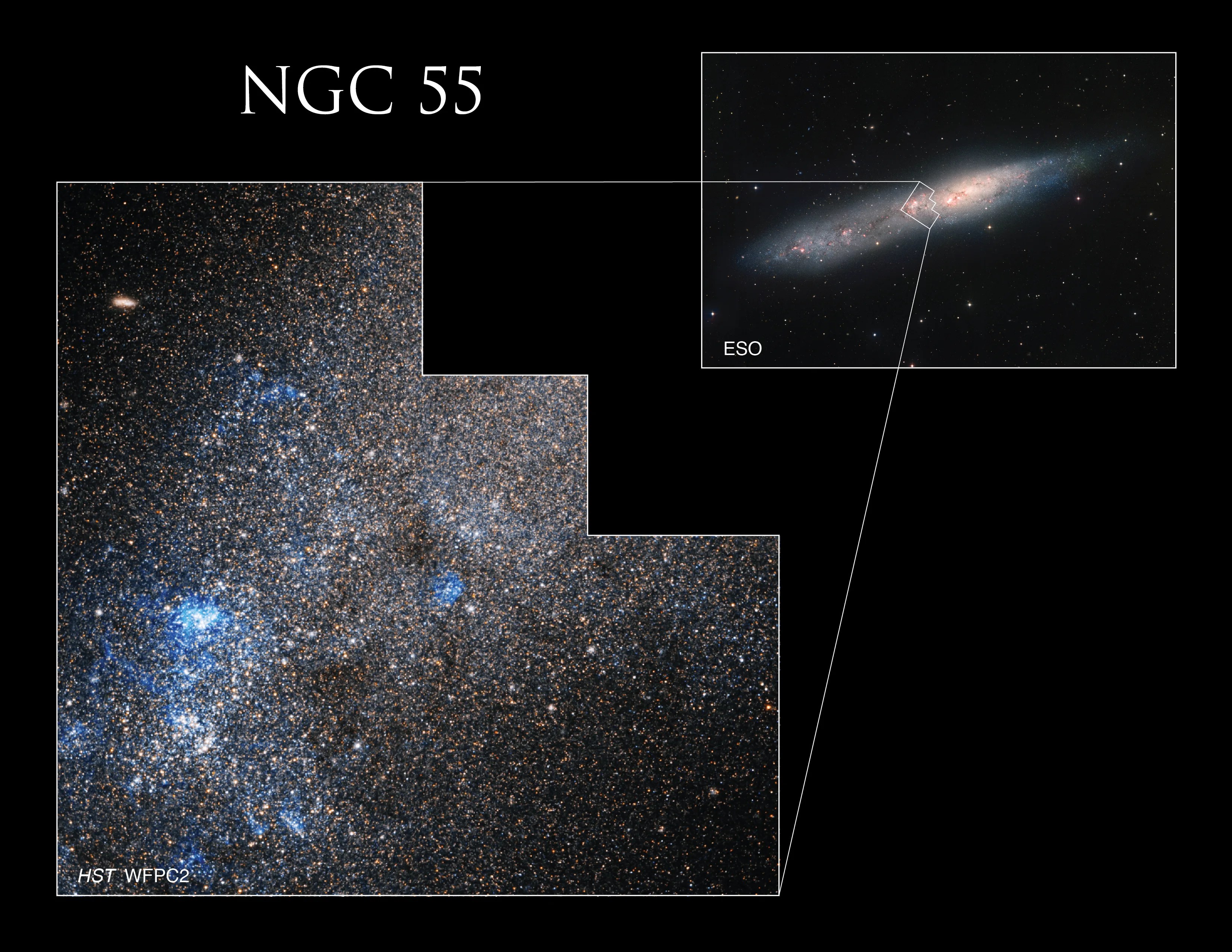 This is an inset image of C72 near the galactic center. The most notable feature is a "chunk" of bright blue stars on the lower left of the inset.