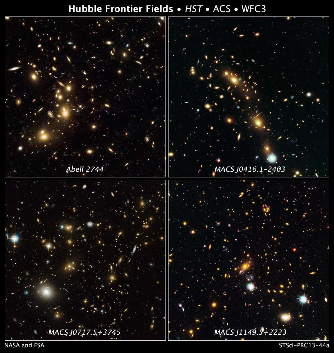 Nasa hubble space telescope natural-color images of four target  galaxy clusters that are part of an ambitious new observing program called the  frontier fields.