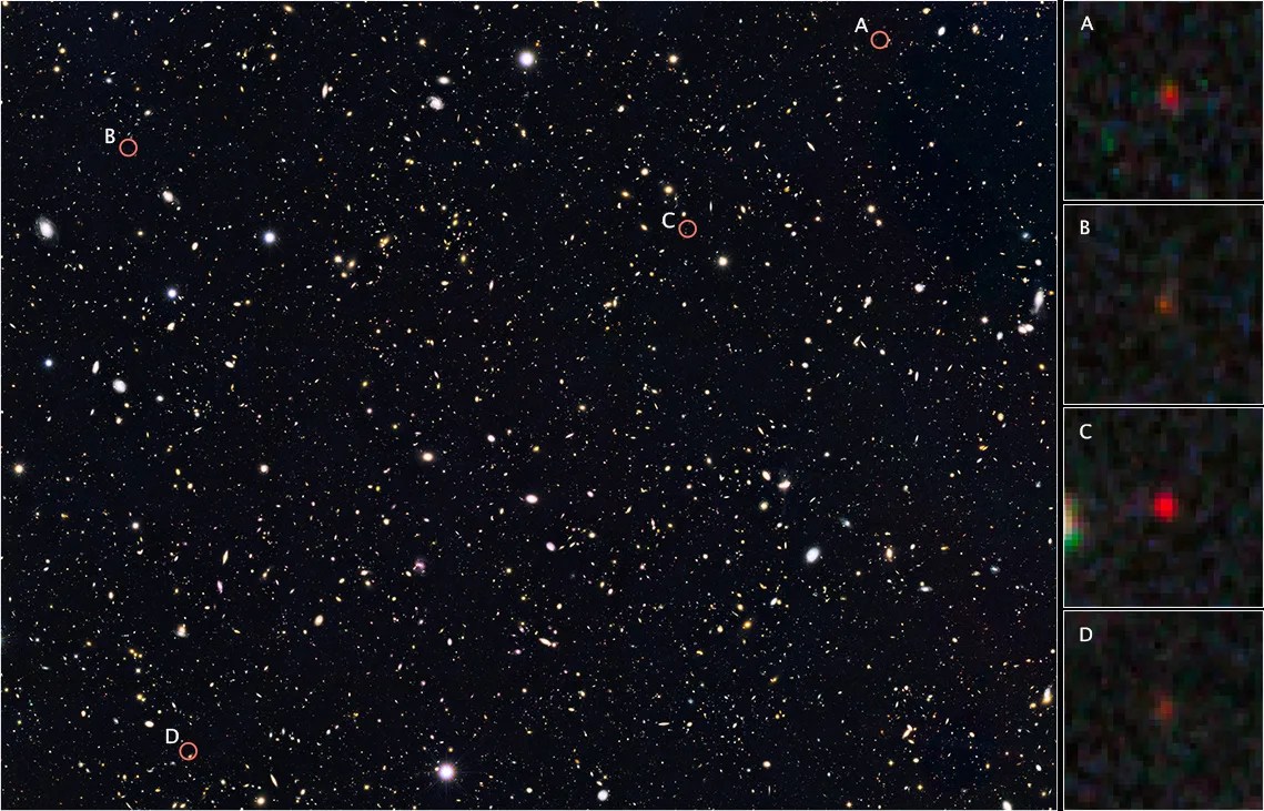 This is a portion of a deep-sky hubble space telescope survey called goods north (great observatories origins deep survey)