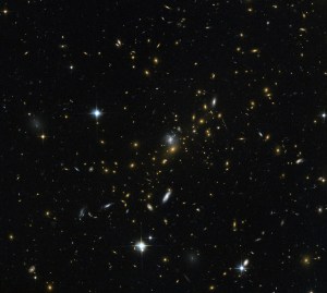 Stars and galaxies mingle in a clump