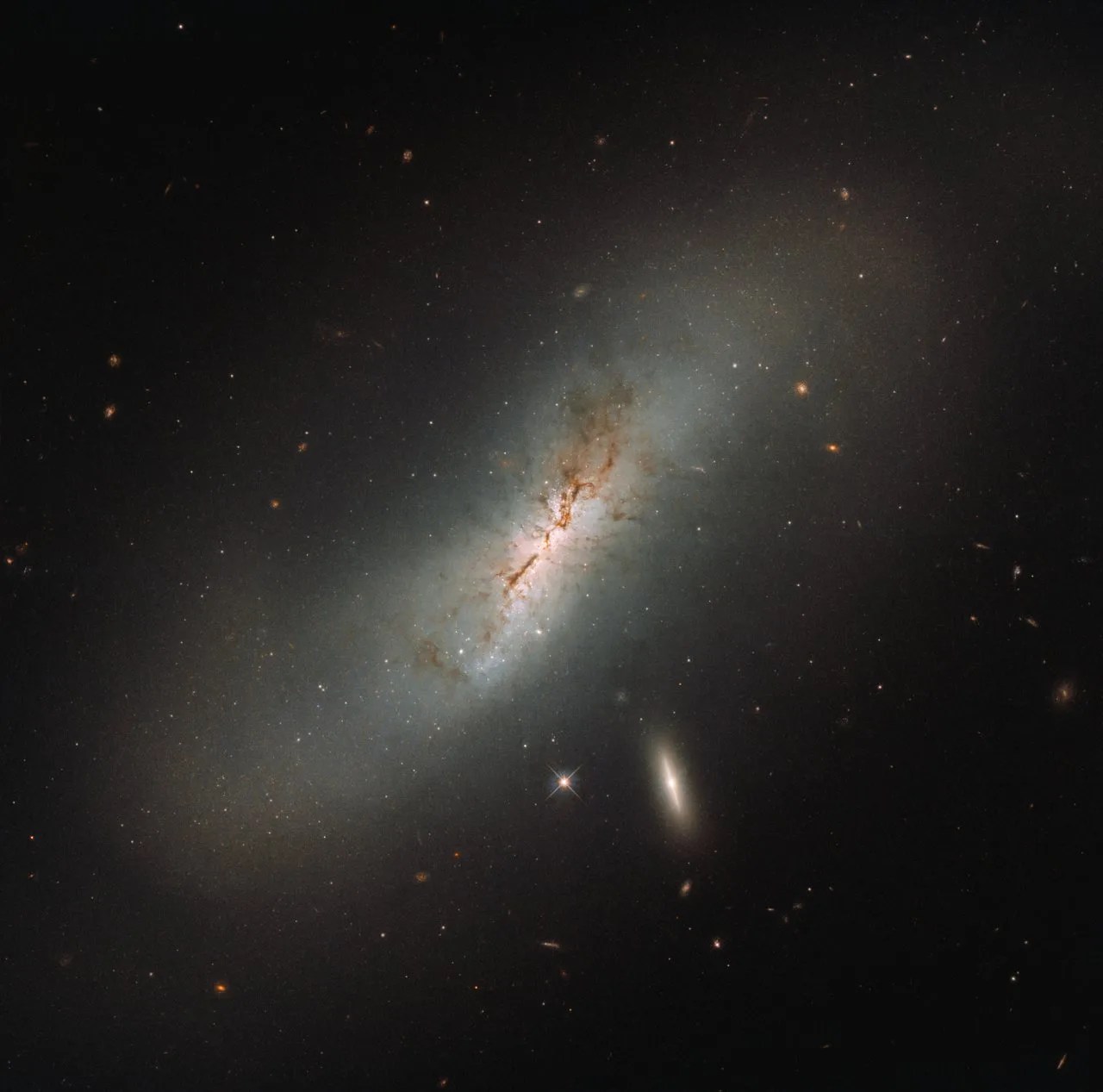 Large diffuse galaxy with smaller galaxies nearby