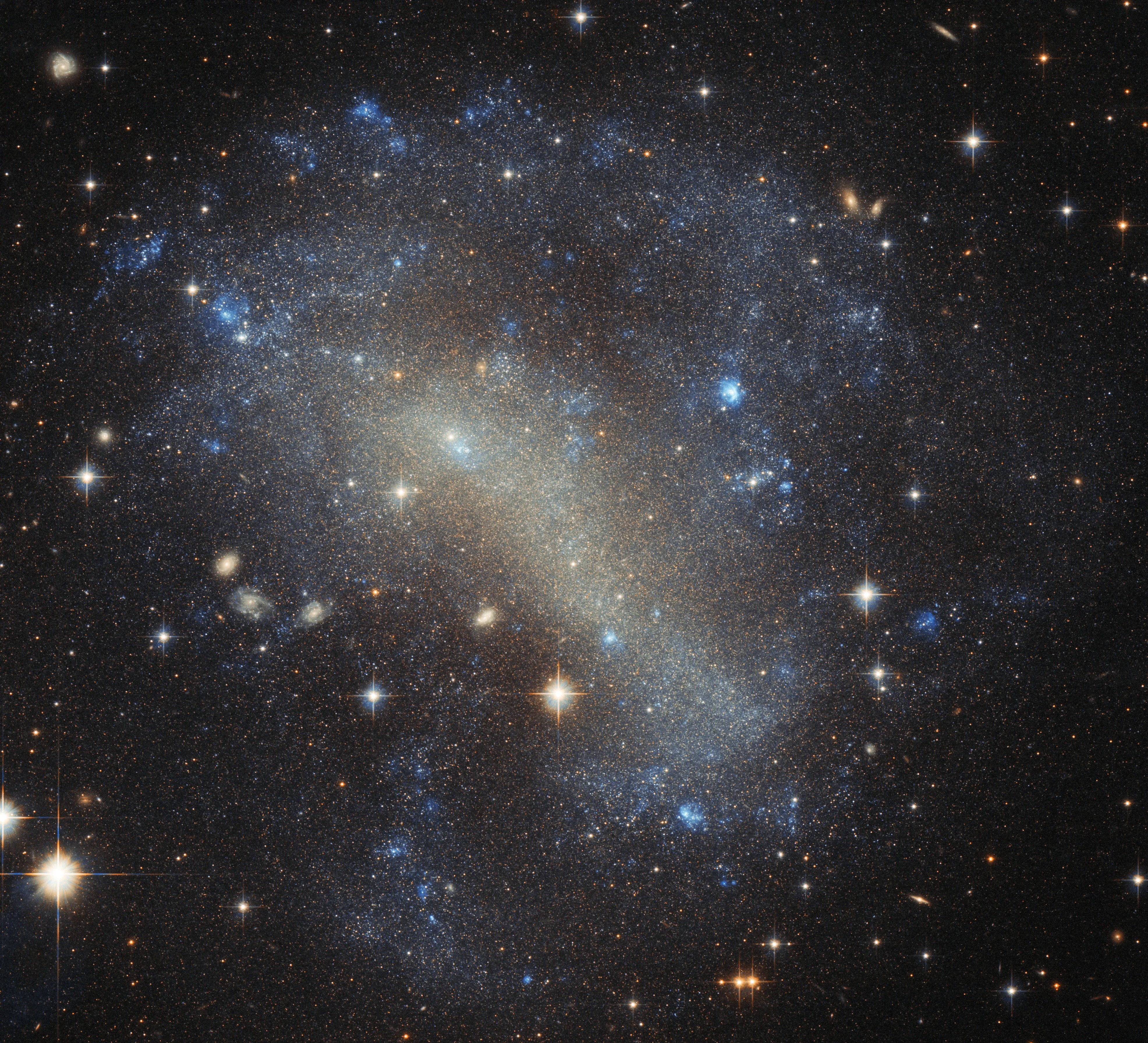 A dense spread of stars with bright flaring stars standing out
