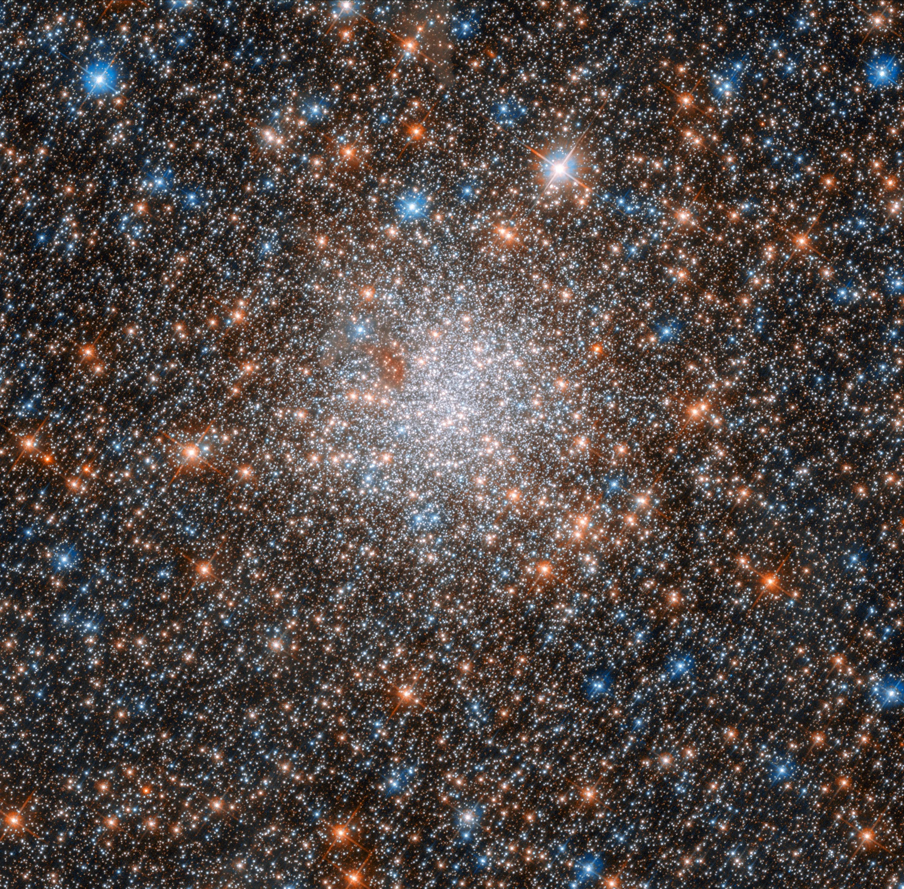 Bright cluster of stars in a crowded field
