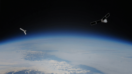 Image of satellite in orbit over earth