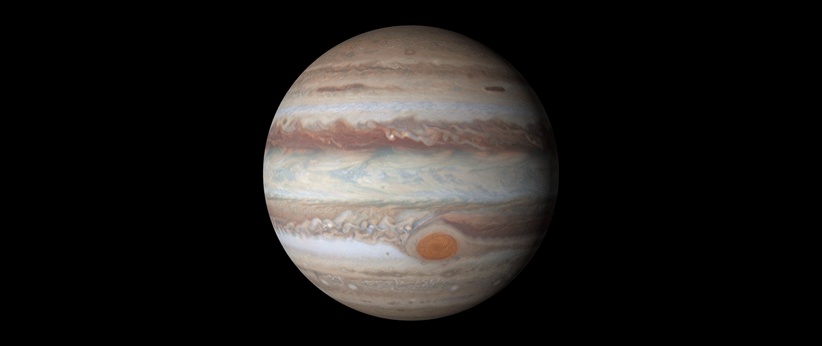 A GIF of Jupiter rotating on its axis.