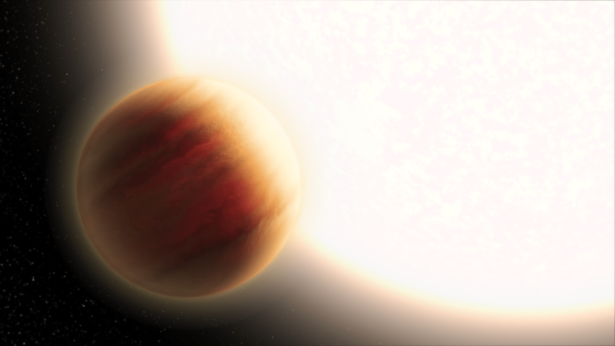 illustration of exoplanet WASP-79b and its parent star