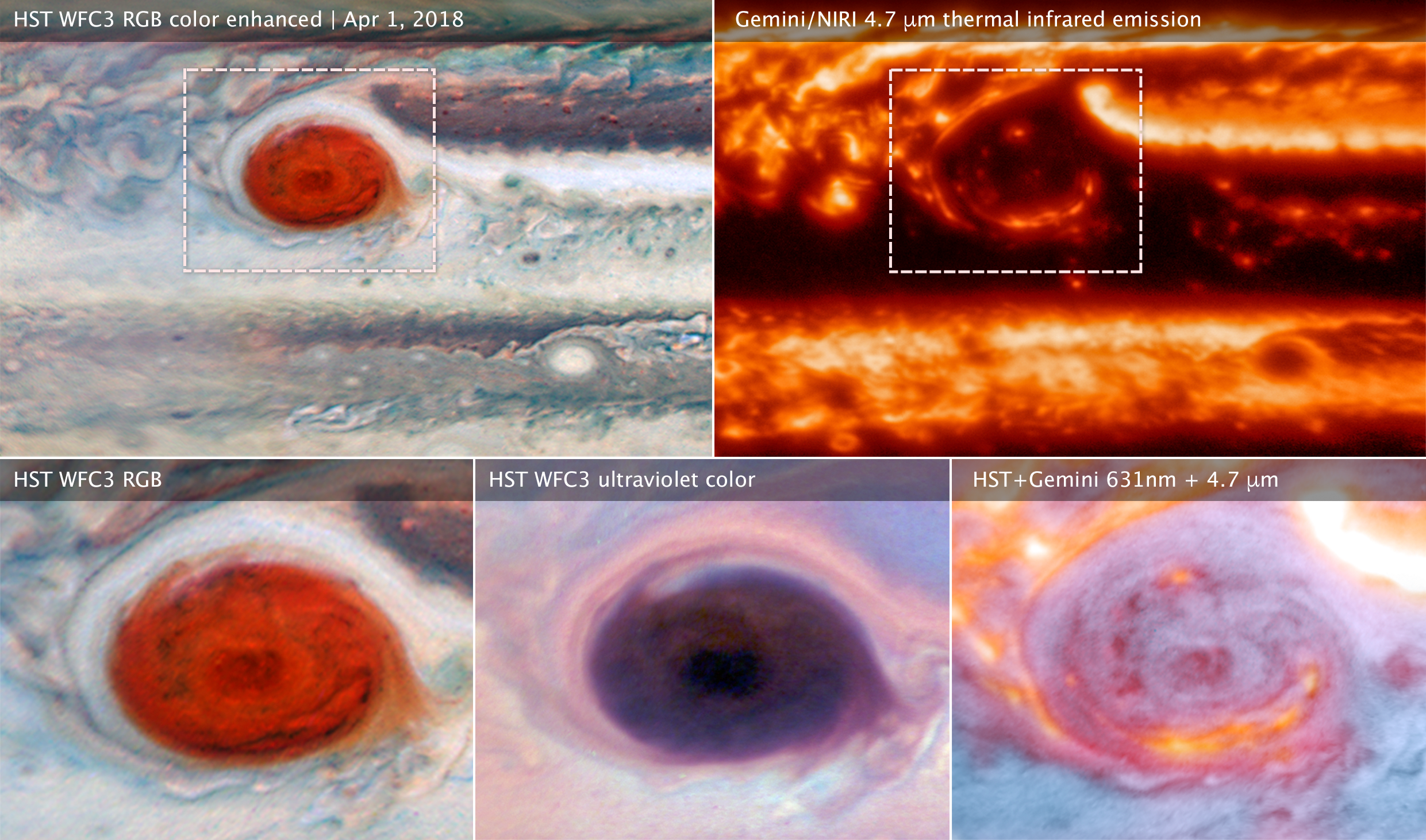 Various images of jupiter's great red spot