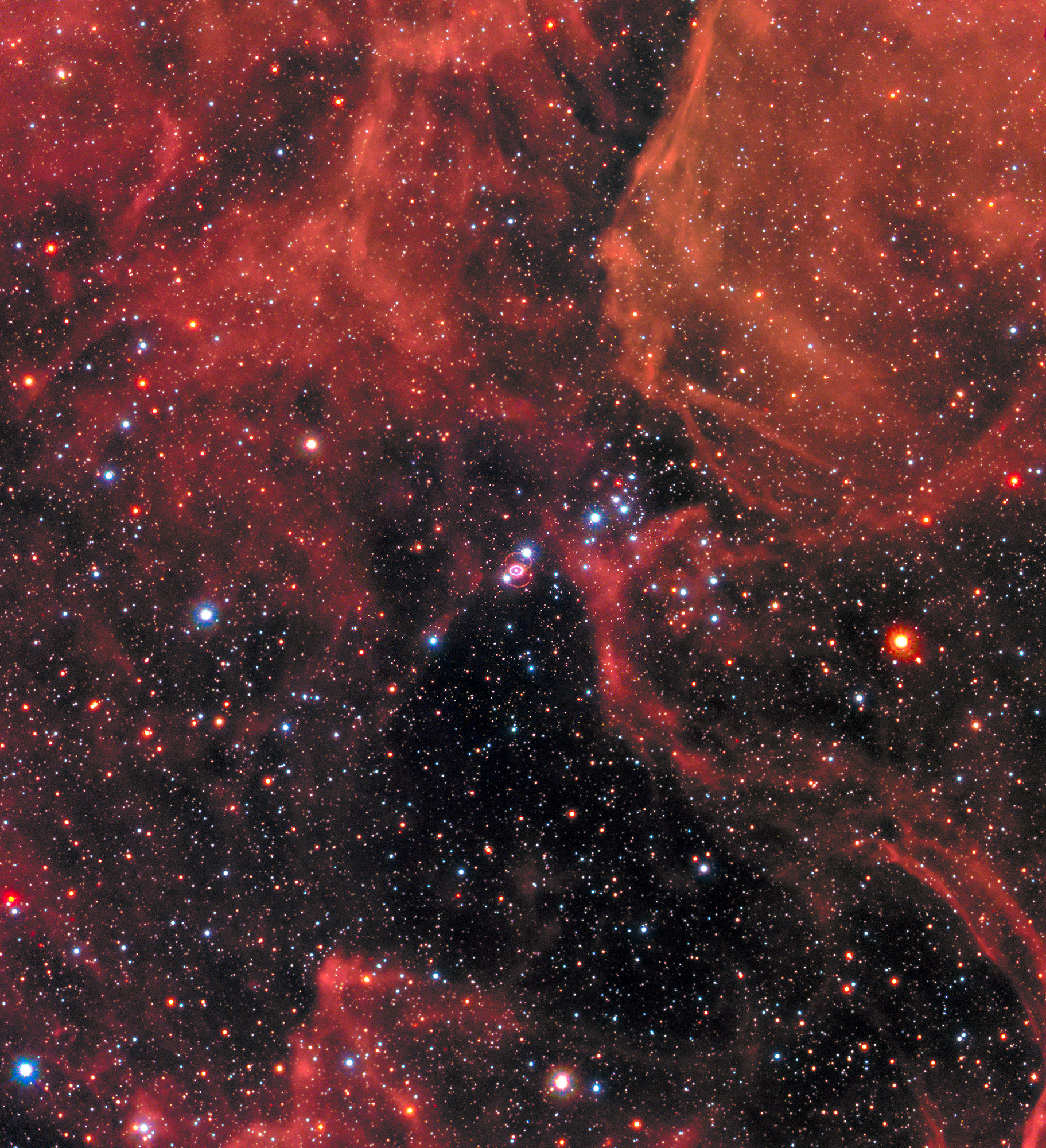 red nebula and stars