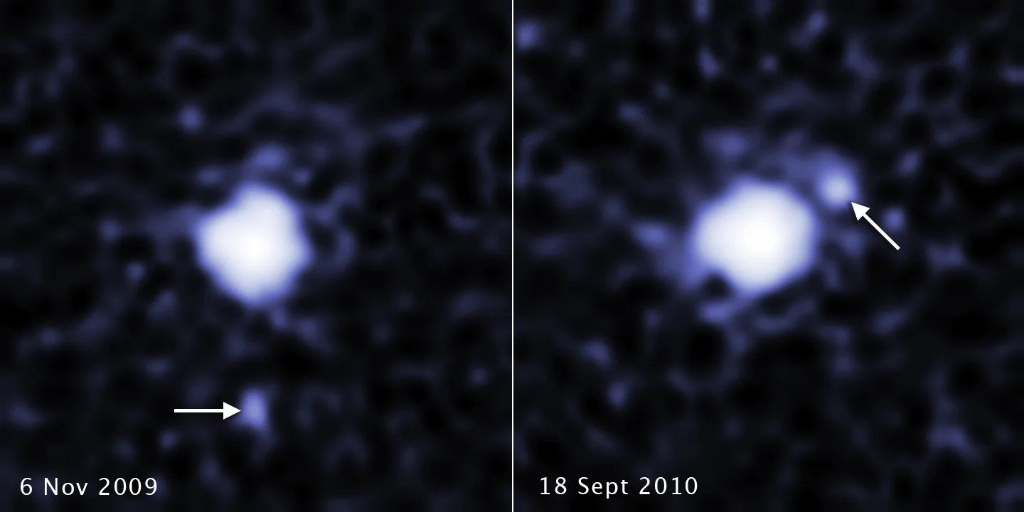 two images of fuzzy white blobs with annotations