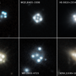 bright quasar "dots" against black backgrounds of space