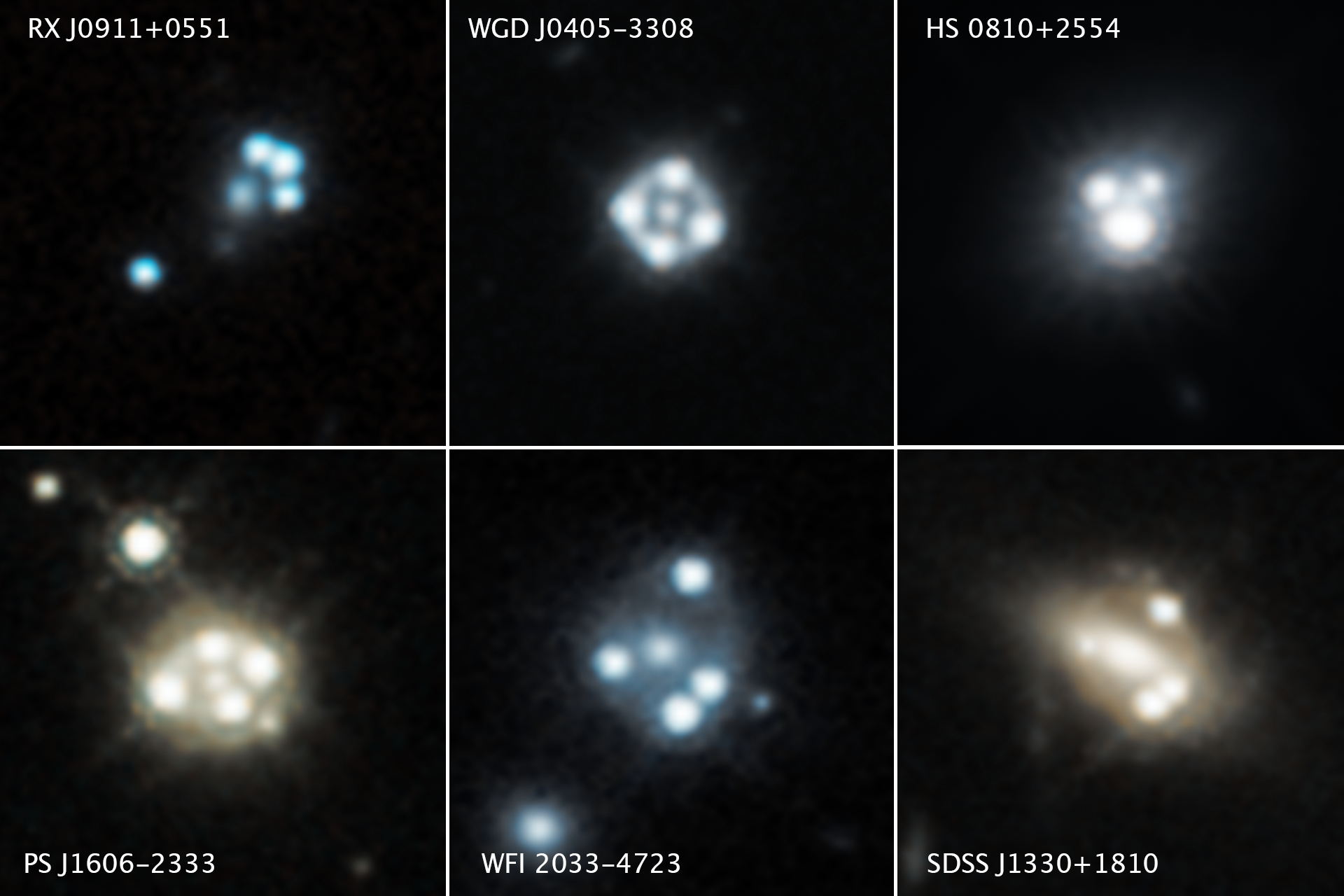 bright quasar "dots" against black backgrounds of space