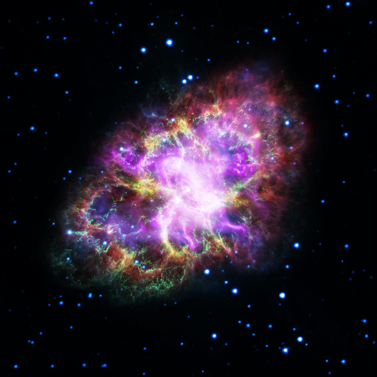 A detailed image of the crab nebula.