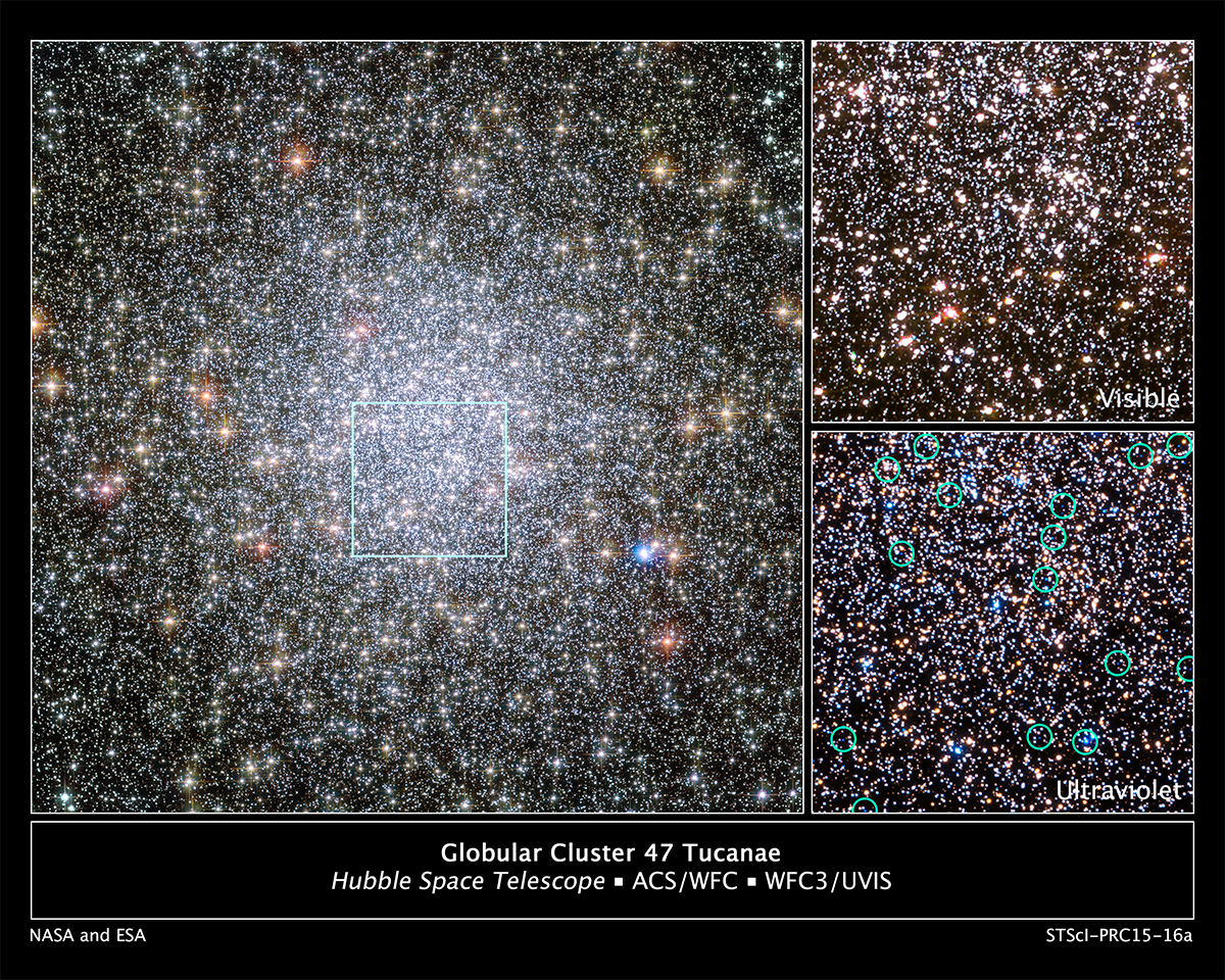 Hubble images of globular star cluster 47 Tucanae